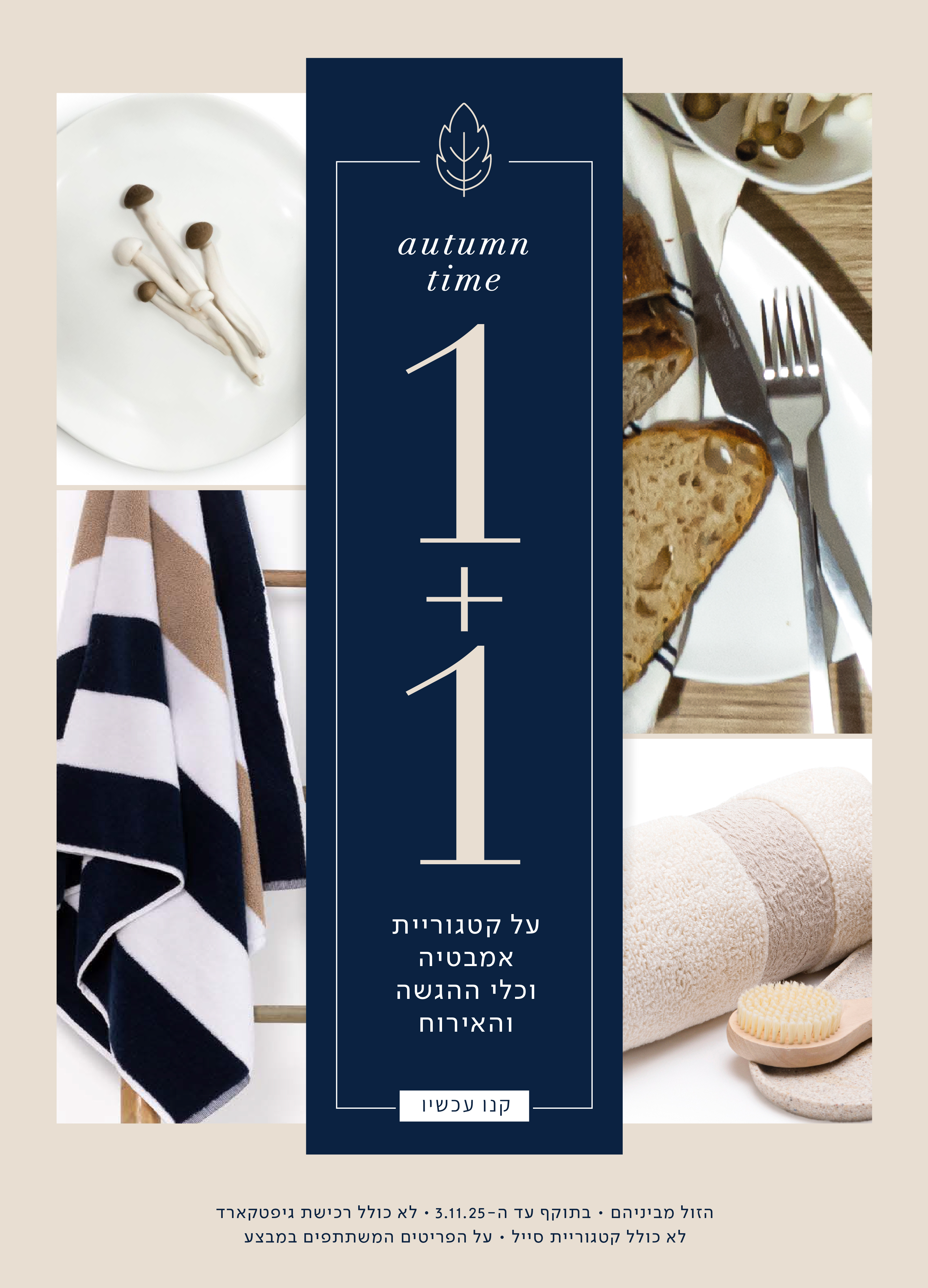 1+1 על קטגוריית אמבטיה וכלי הגשה ואירוח